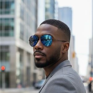 Foster Grant Polarized Aviator Sunglasses | Blue Mirror Lens | NWT